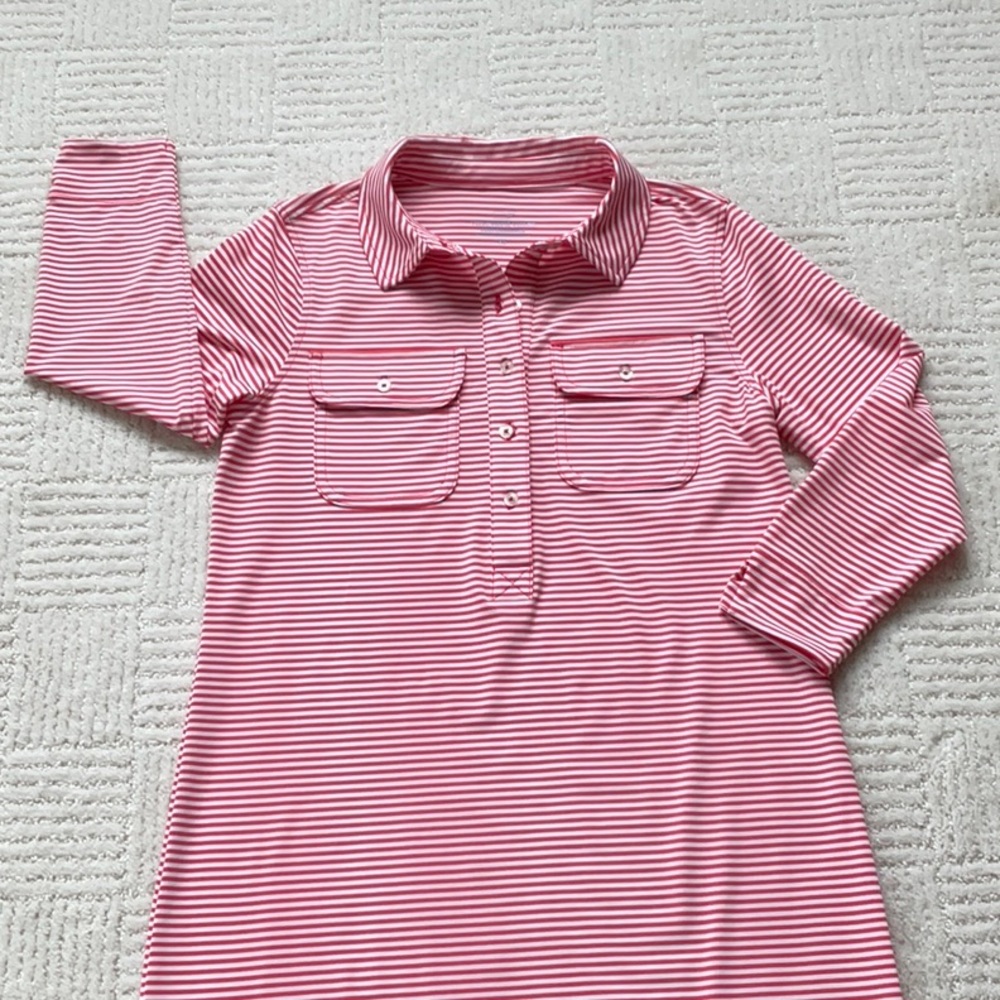 Vineyard Vines Margo Performance Red/White Stripe Shirt Dress NWOT XS